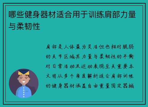 哪些健身器材适合用于训练肩部力量与柔韧性